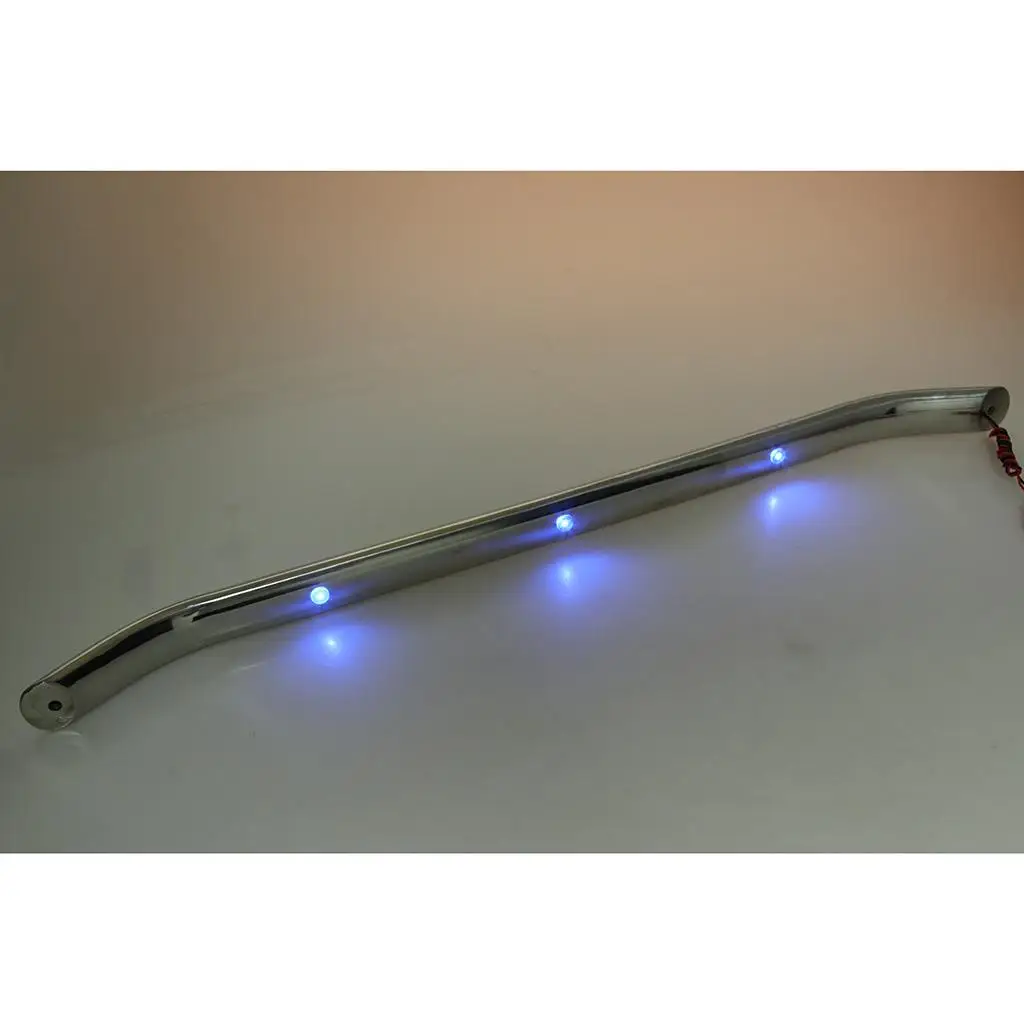 Polished Stainless Steel Boat Grab Handle Fastener with LED Blue Light