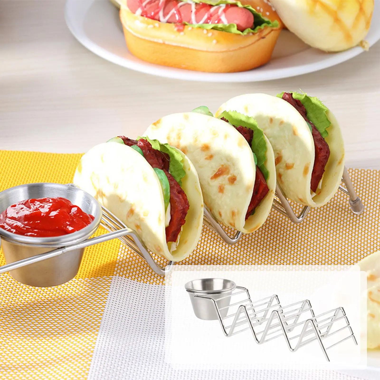 Taco Holder Stand Seasoning Bowl Rack for Mexican Food Kitchen Cooking Tool