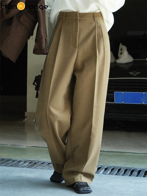 White Pants Winter Simple | Brown Wide Leg Pants Autumn | Loose