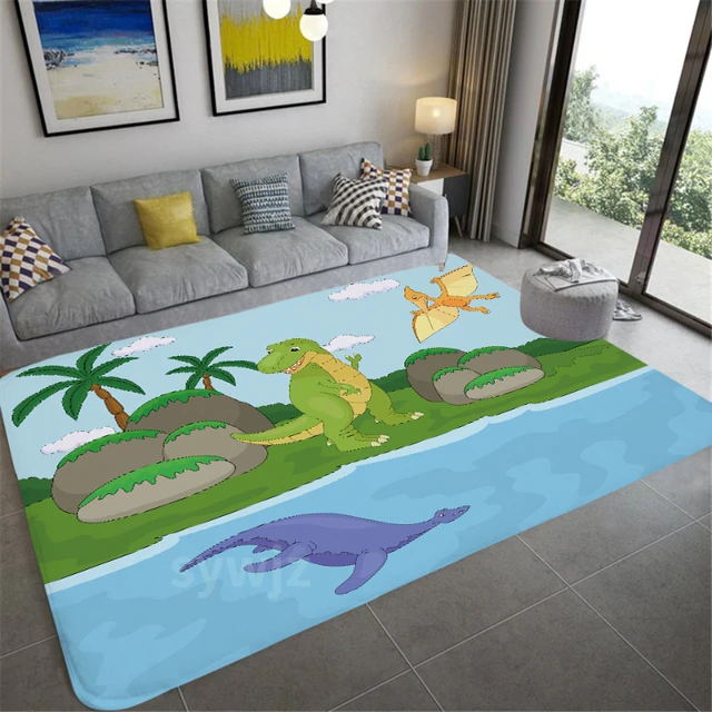 Cartone animato piccolo dinosauro stampato tappetino soggiorno tappeto  decorativo camera dei bambini tappeto camera da letto camera da letto  tappetino antiscivolo - AliExpress