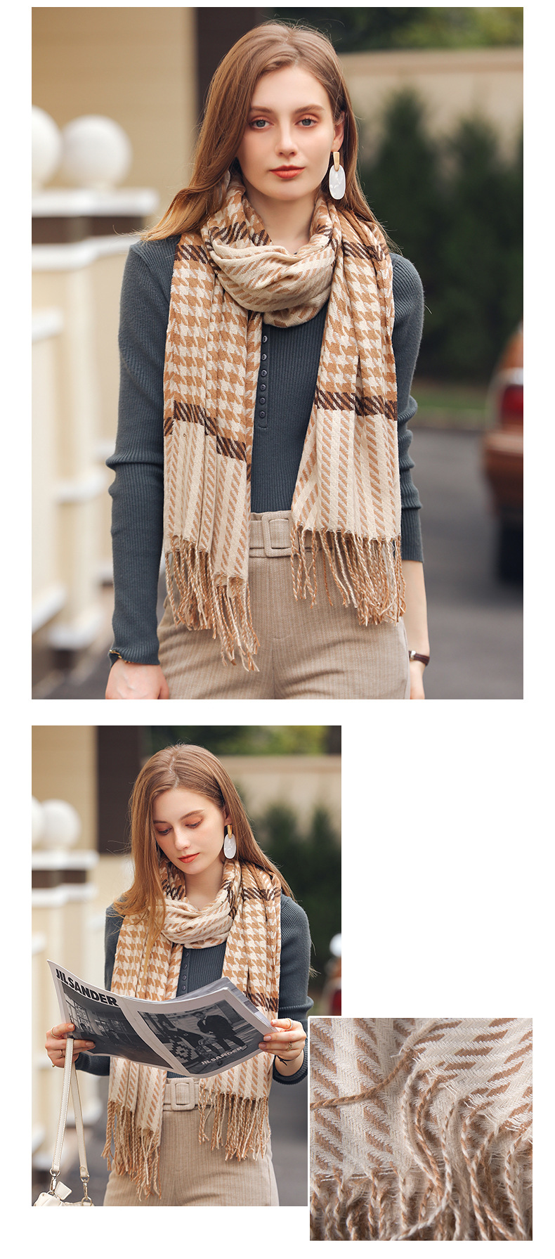 Mode Grün Schal Frauen Design Kaschmir Schals Für Männer Dame Schal Wraps Quaste Pashminas_voghion.com