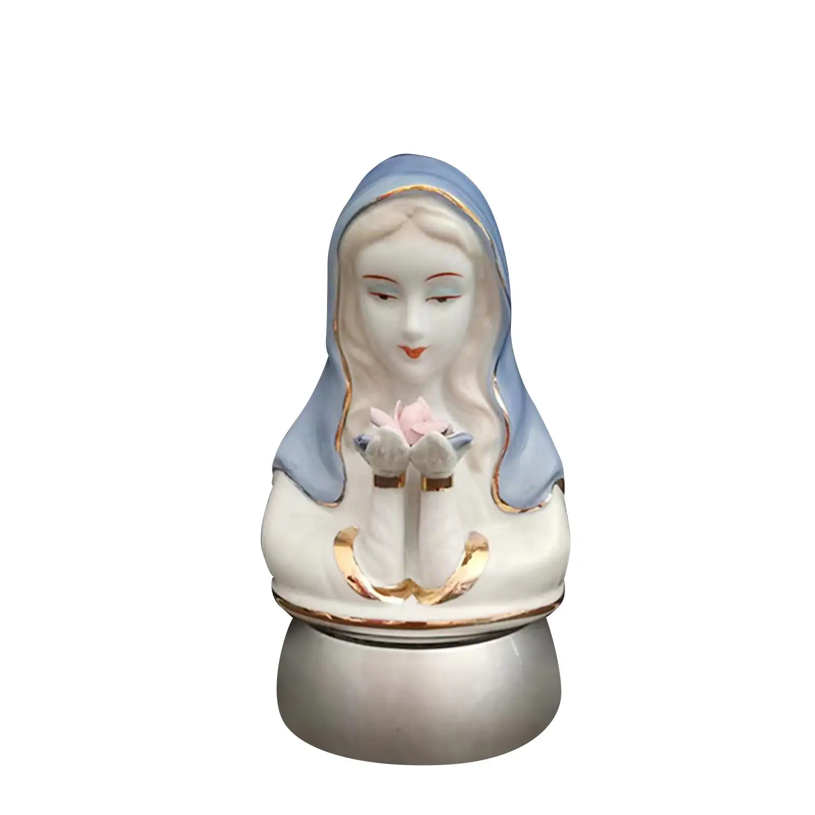 LED Virgin Mary Sculpture Figurine Light Decorative Religious Lantern Desktop