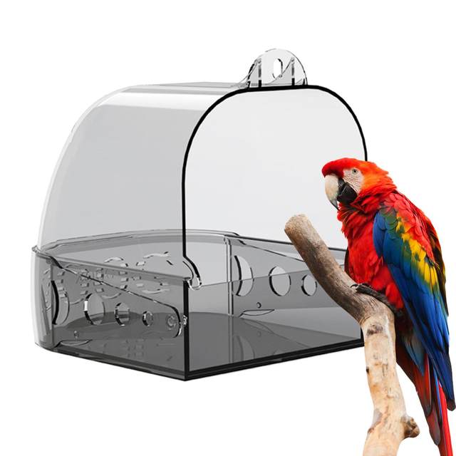 Bird Bath Cage With Drawer - Portable Cleaning Tub For Small Birds Like Parakeets & Cockatiels