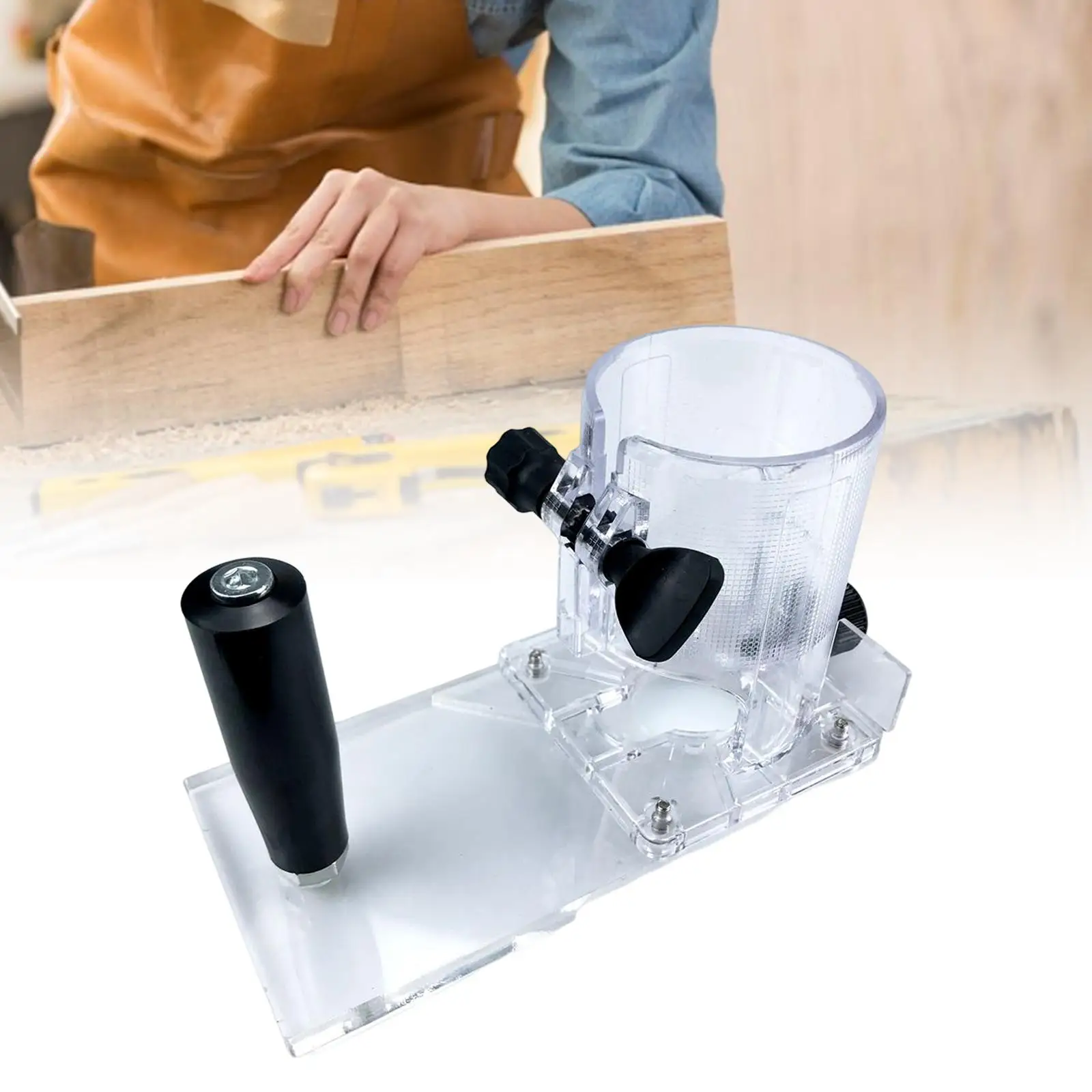 Woodworking Trimmer Router Base Dust Cover Replacement Transparent with Adjustment Knob