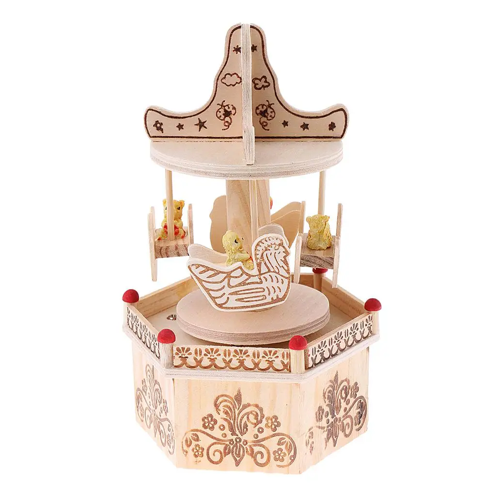Vintage Horse Carousel Music Box Toy Home Party Decor Musical Birthday Gifts