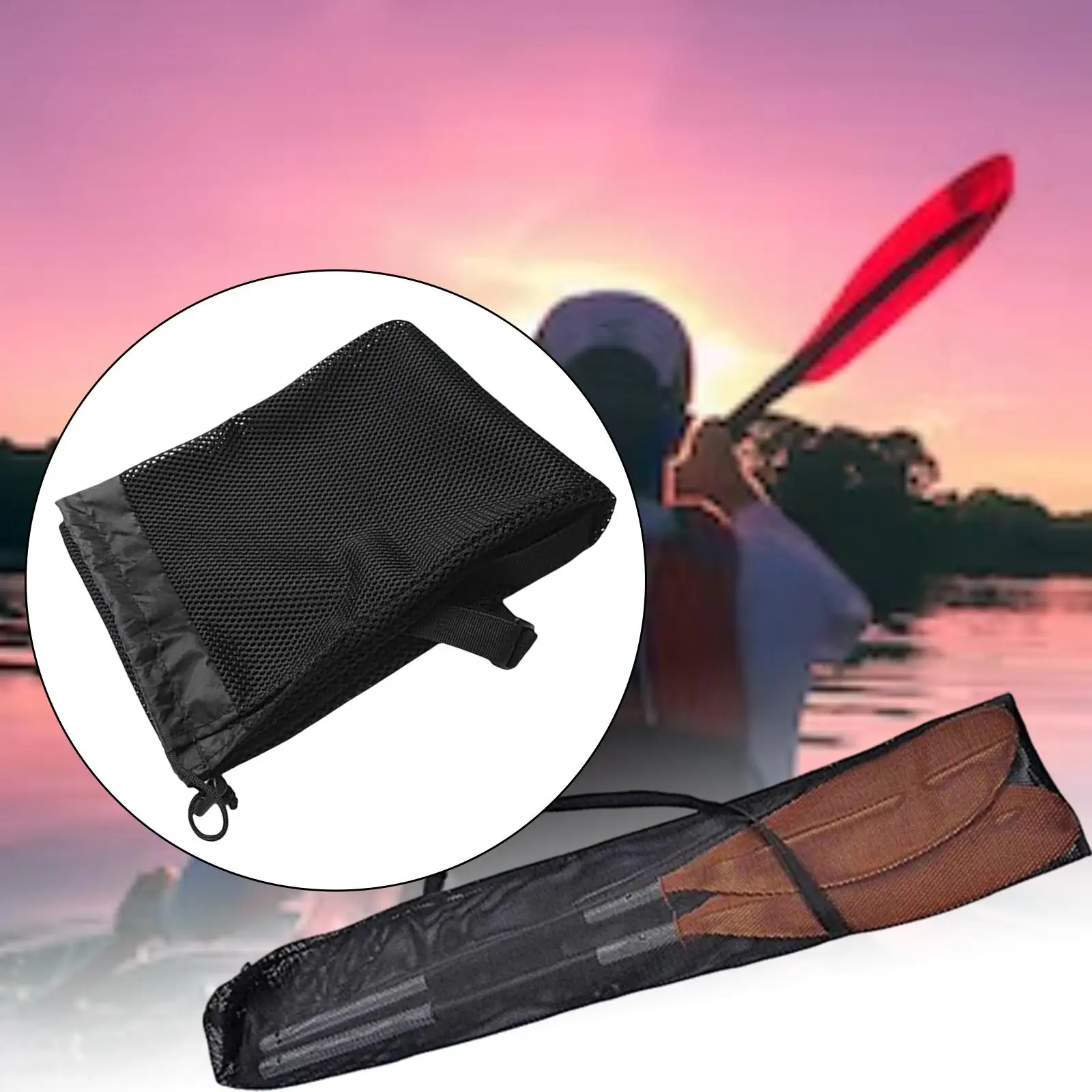 Durable  Bag with Adjustable Shoulder Strap Boat Paddle Split Shaft Pouch Holder Drawstring Mesh Case