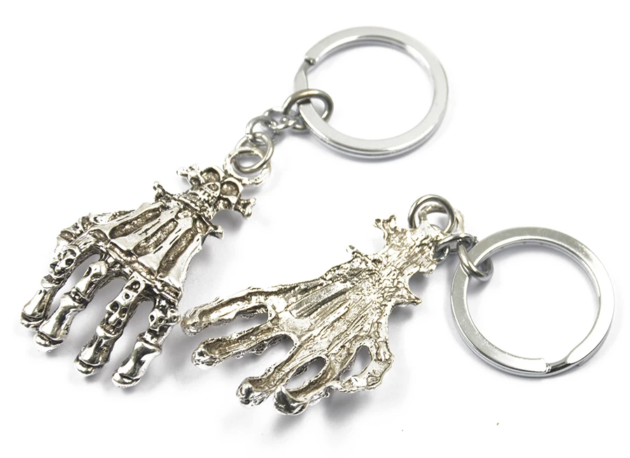 1pcs Metal Skeleton Skull Hand Keyring Key Chain Gift Keyfob Present