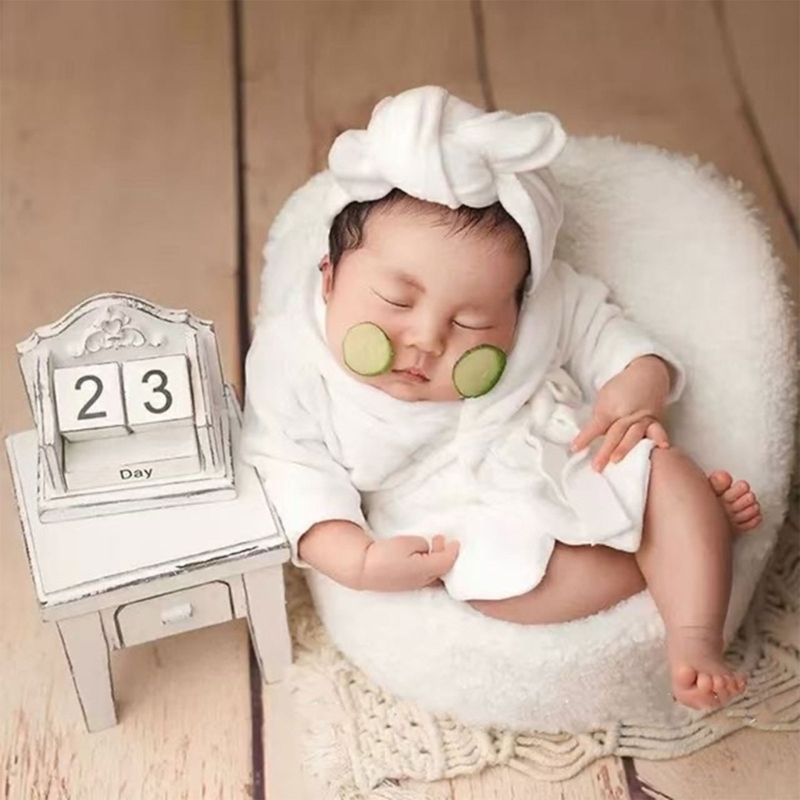 Neugeborenen Fotografie Requisiten Bademäntel Mädchen Foto Outfit Baby Posiert Kostüm Bad Robe Set A2UB – Detail 6