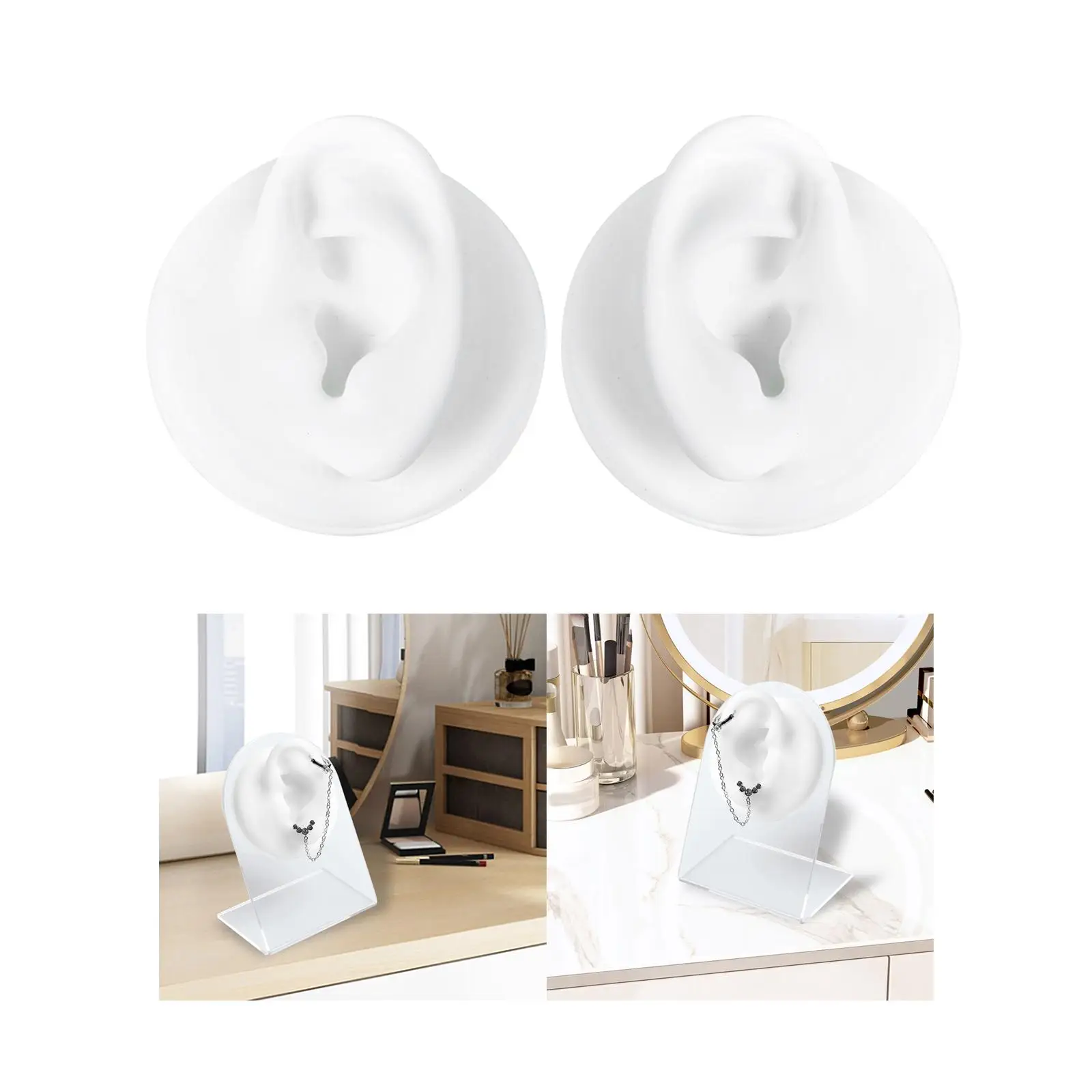 Silicone Ear Model Multipurpose Reusable for Practicing Earrings Jewelry Display