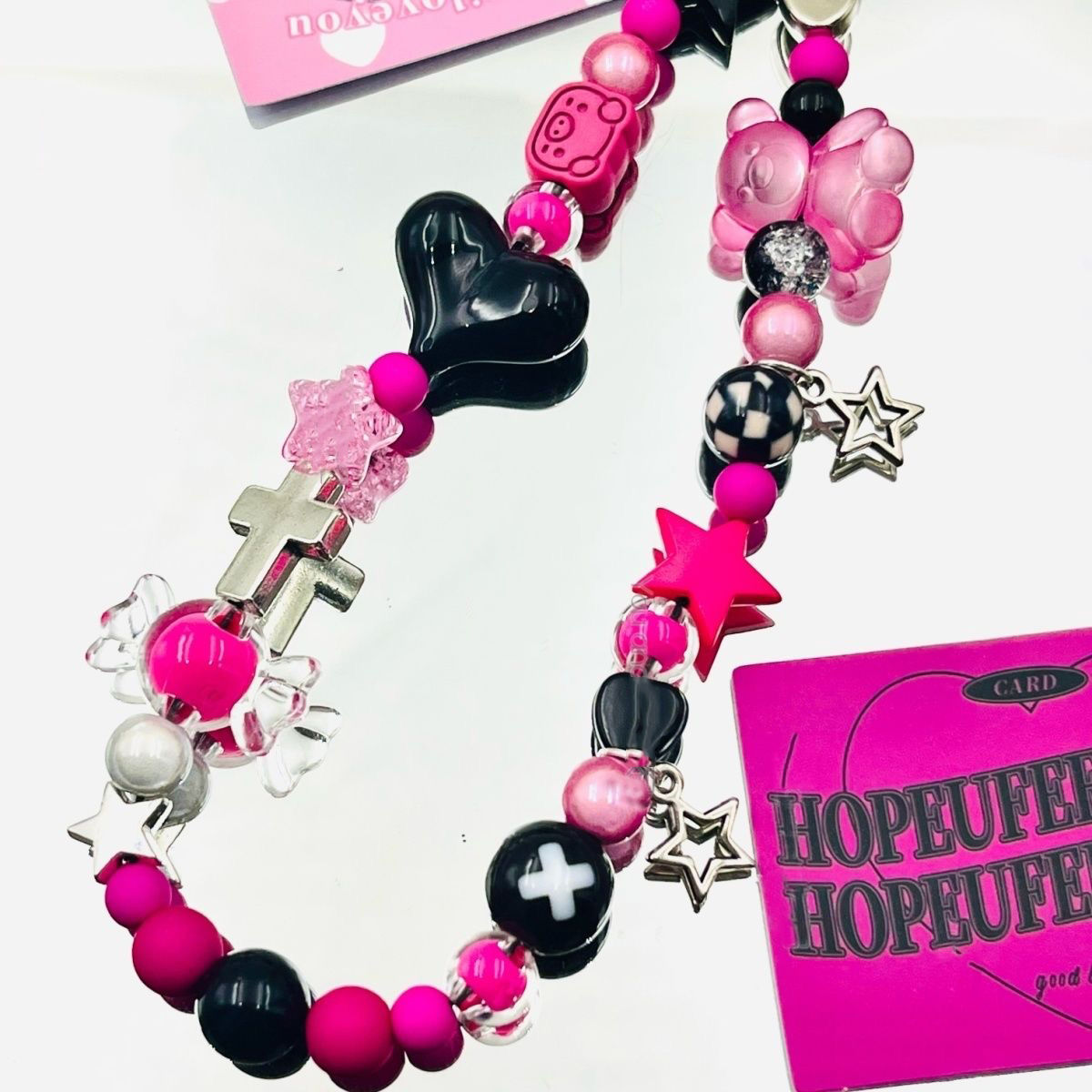 Original Y2K Magenta Bär Stern Anhänger Telefon Charms Strap CCD Kamera Lanyard Schlüsselbund Süße Coole Mädchen Armband Schmuck Geschenk – Detail 3