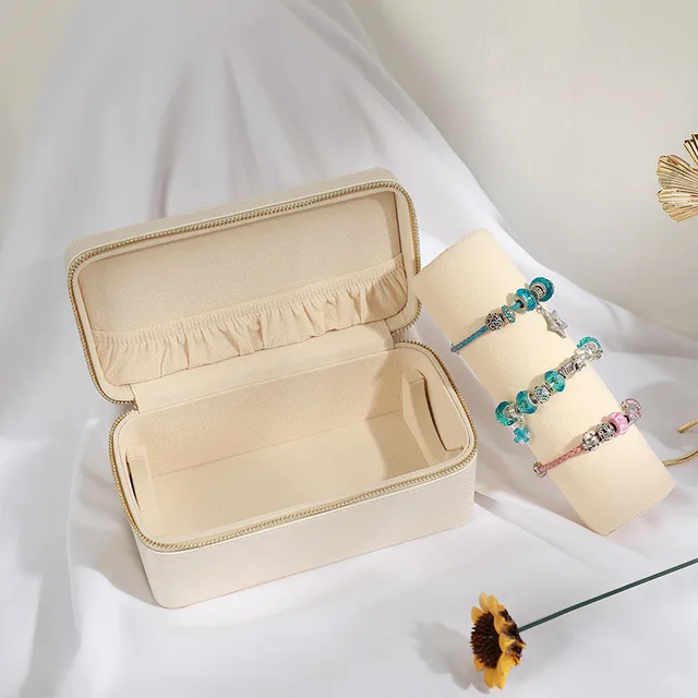Fashion Jewelry Display Case Ring Box Necklace Cabinet Portable Organizer  Box Travel Storage Joyeros Organizador De Joyas
