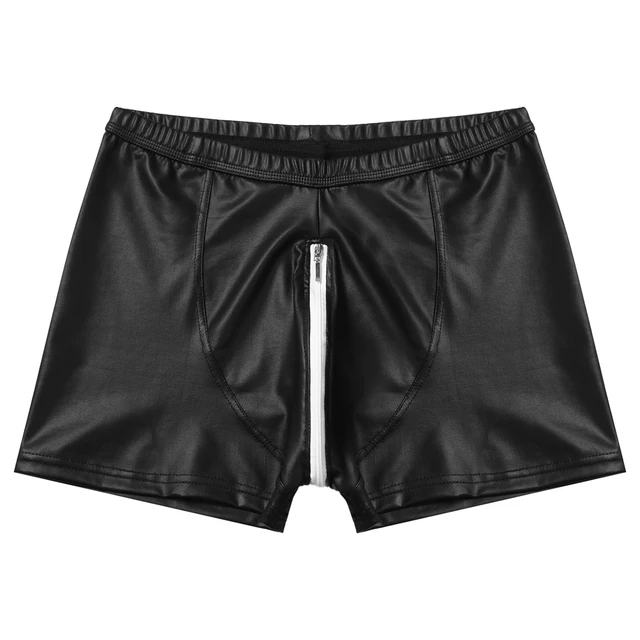 Mens Black Faux Leather Boxer With Zipper Sexy And Cool Stage Jockstrap  Fetish Sexy Male Underwear From Ohaiiou, $16.12
