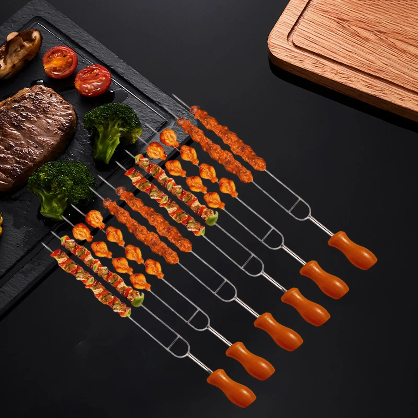 6x Roasting Sticks BBQ Skewers Barbecue Forks Camping Fork Campfire Fork with Storage Bag for Party Picnic Camping Campfire