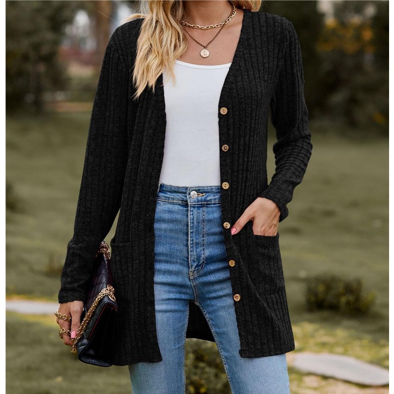 New Women's V-Neck Button Cardigan Jacket