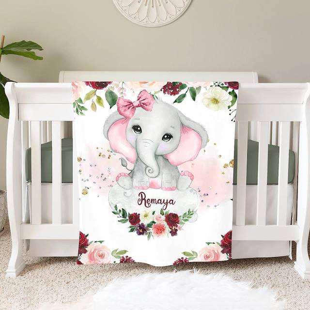 Baby Elephants Flannel Crib Quilt - 48