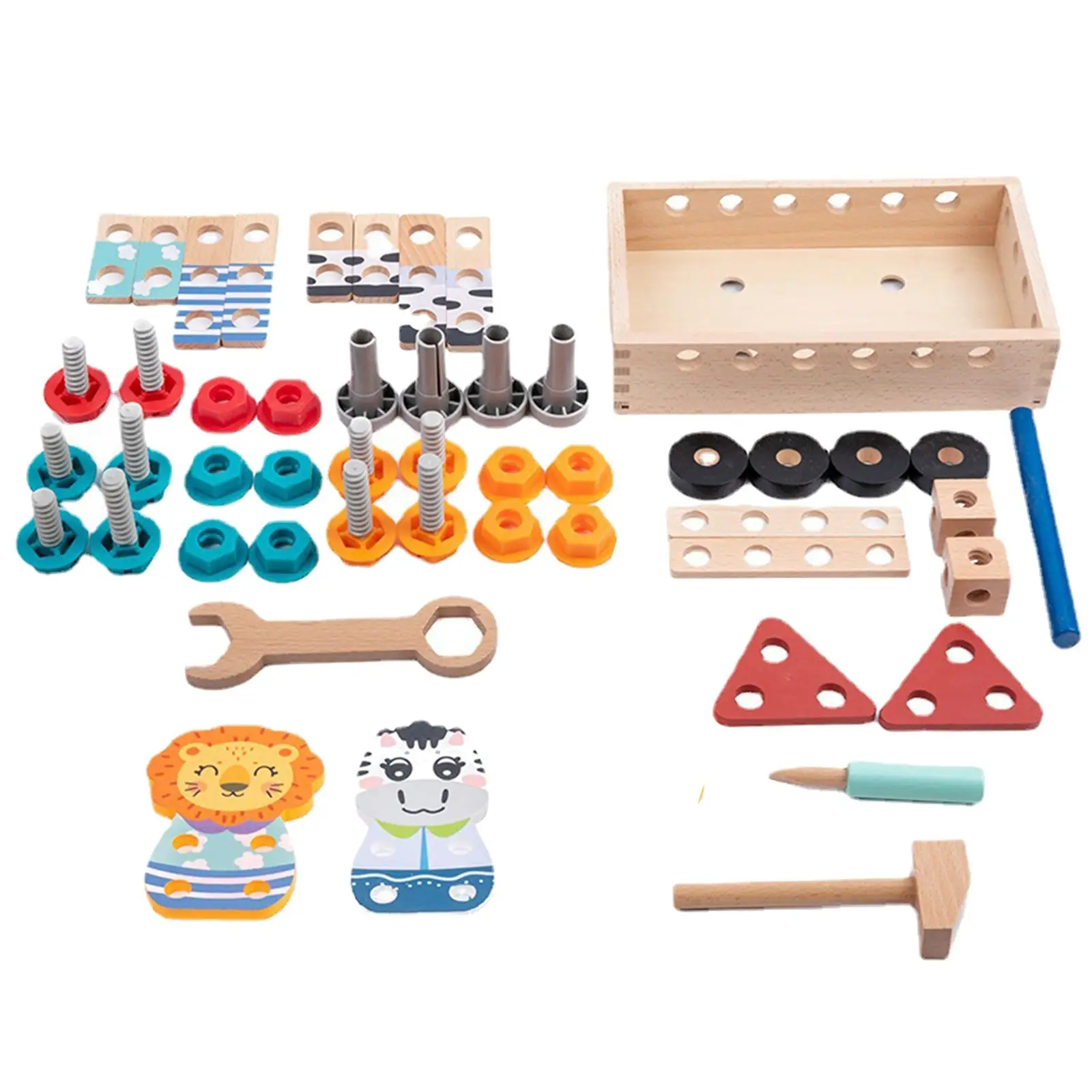 Wooden Tool Set Educational Pretend Game Toolbox Construction Building Toy for Role Play Preschool Activities Outdoor Indoor