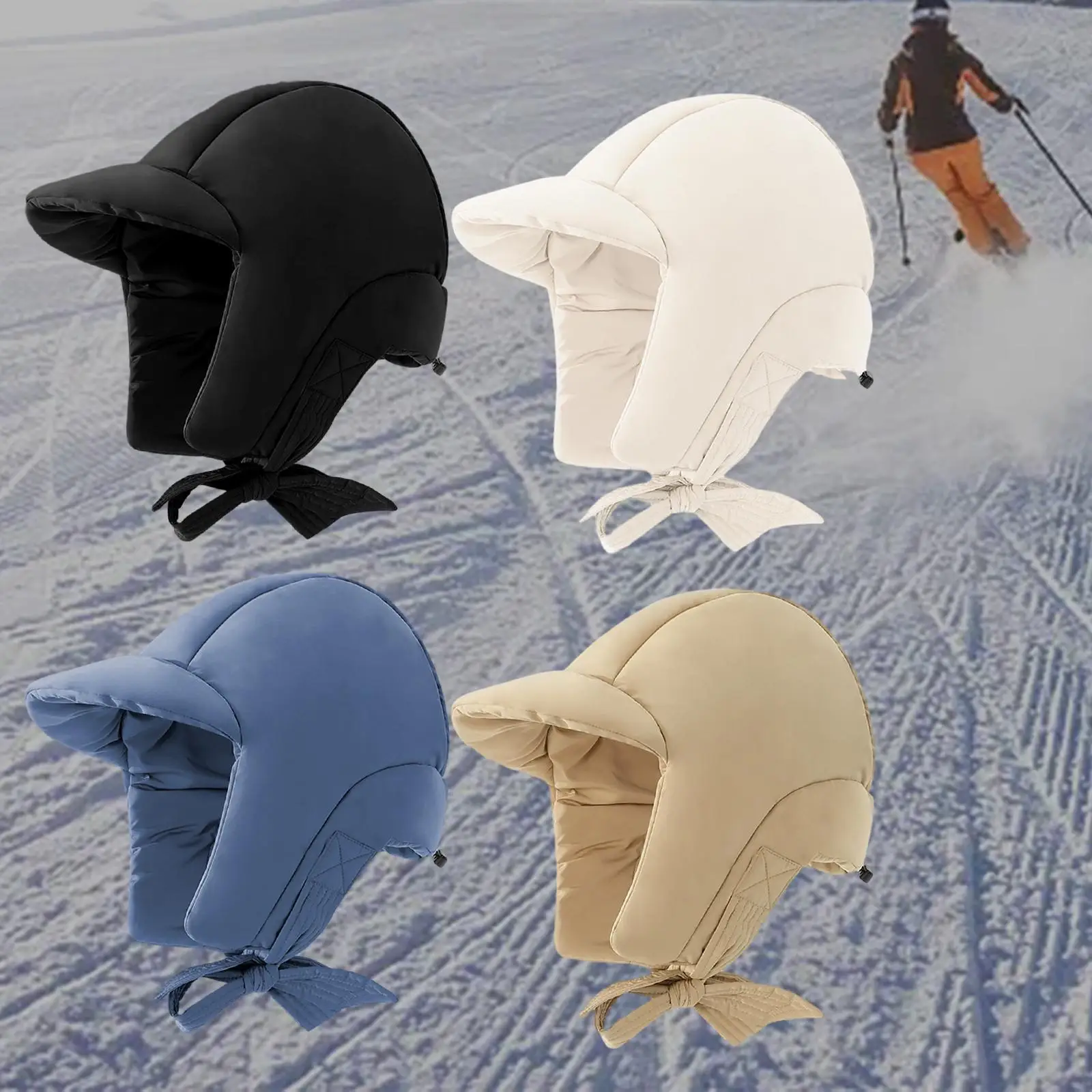 Down Hat with Earflaps Winter Hat Ear Protection Cap Peaked Hat Warm Hat Down Filled Hat for Hiking Camping Snow Sports Skiing