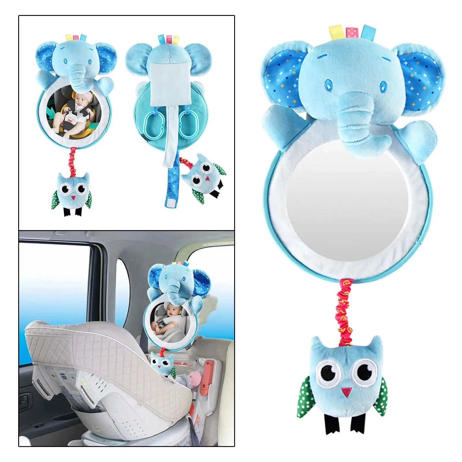 Baby Mirror Cute Animal Pattern Kids Monitor Back Seat for Kids Children