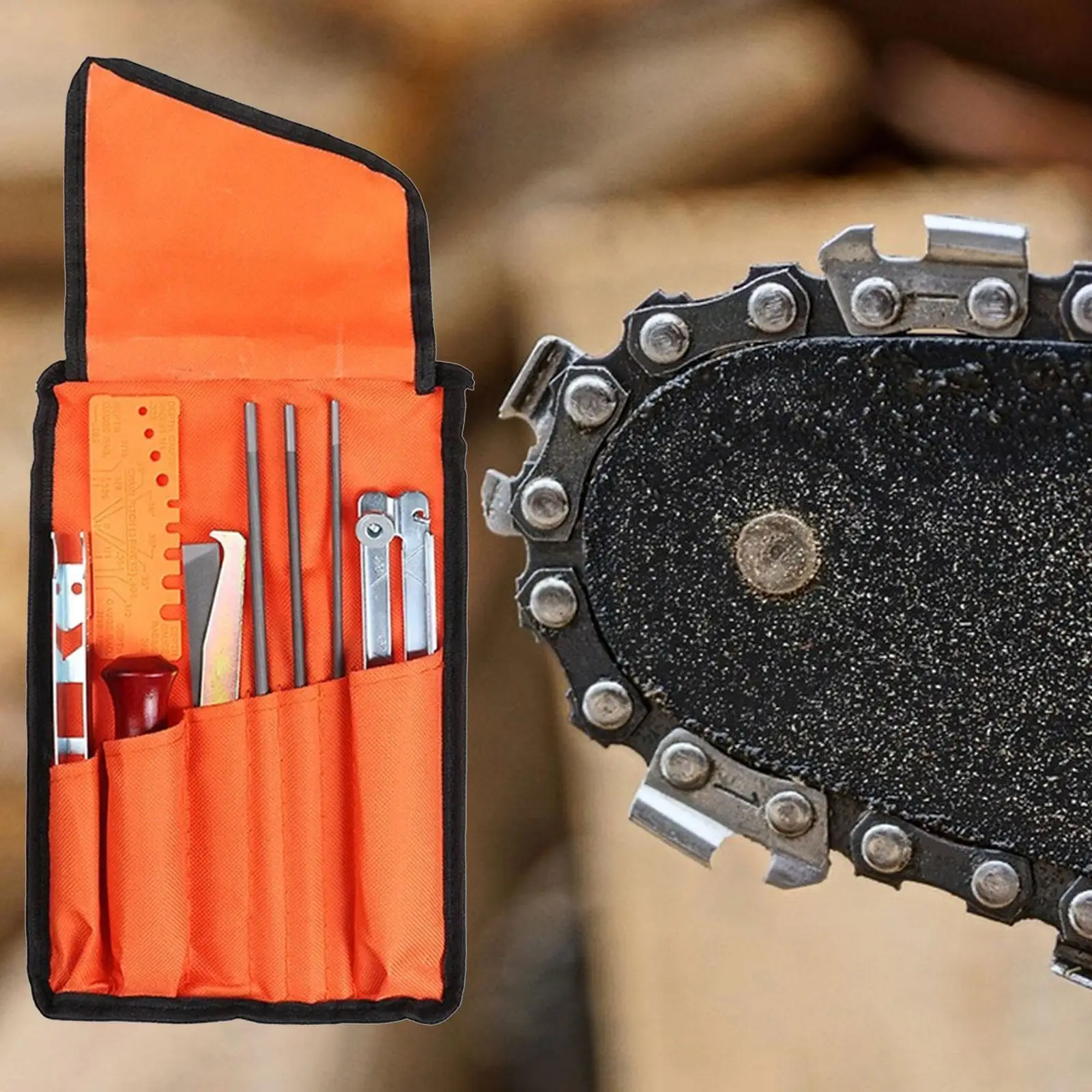 10 Pieces Chainsaw Sharpener File Set with Tool Pouch Portable Depth Gauge Filing Guide Chainsaw File Set Chainsaw Accessories