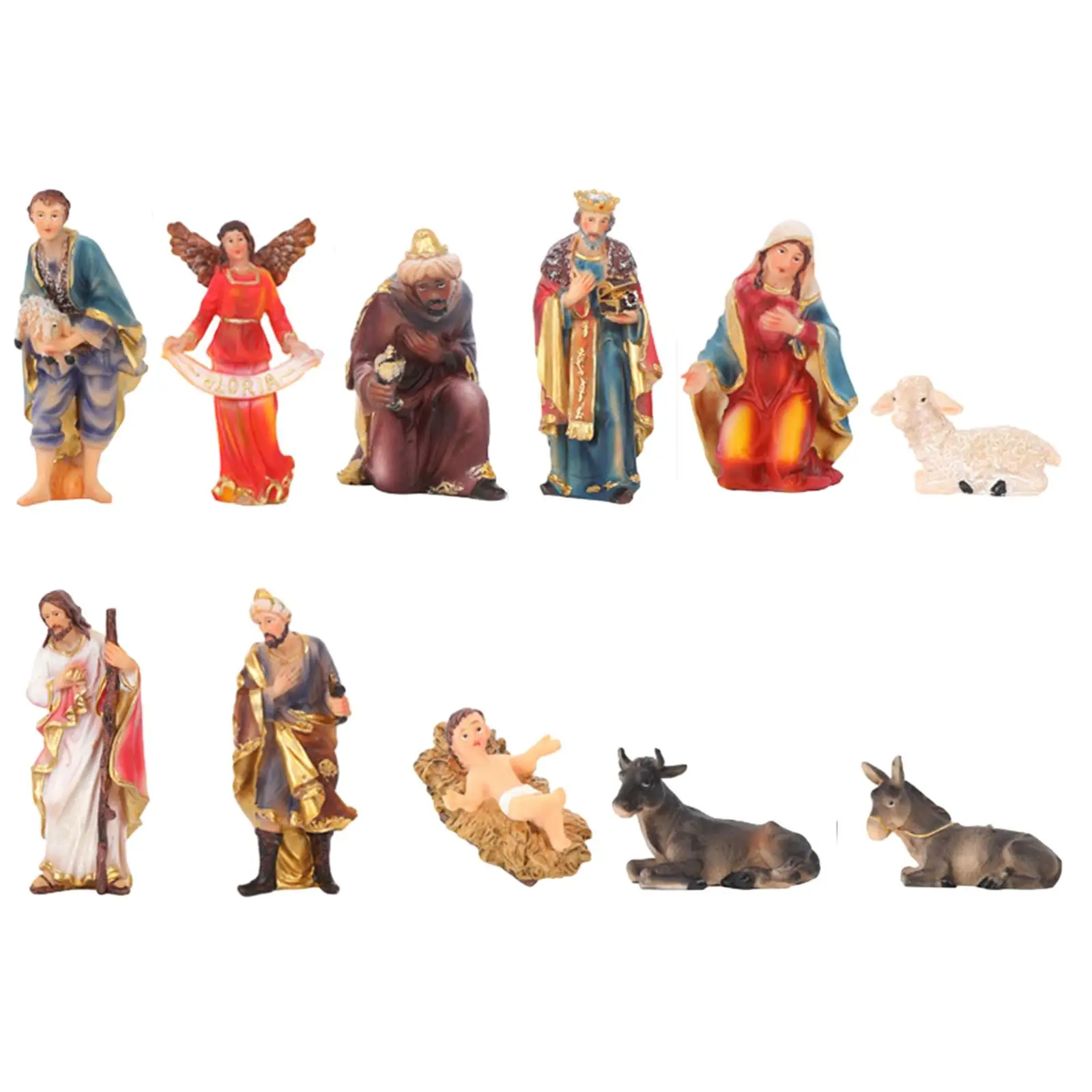 11 Pieces Nativity Scene Figurines Decorations for Tabletop Shelf
