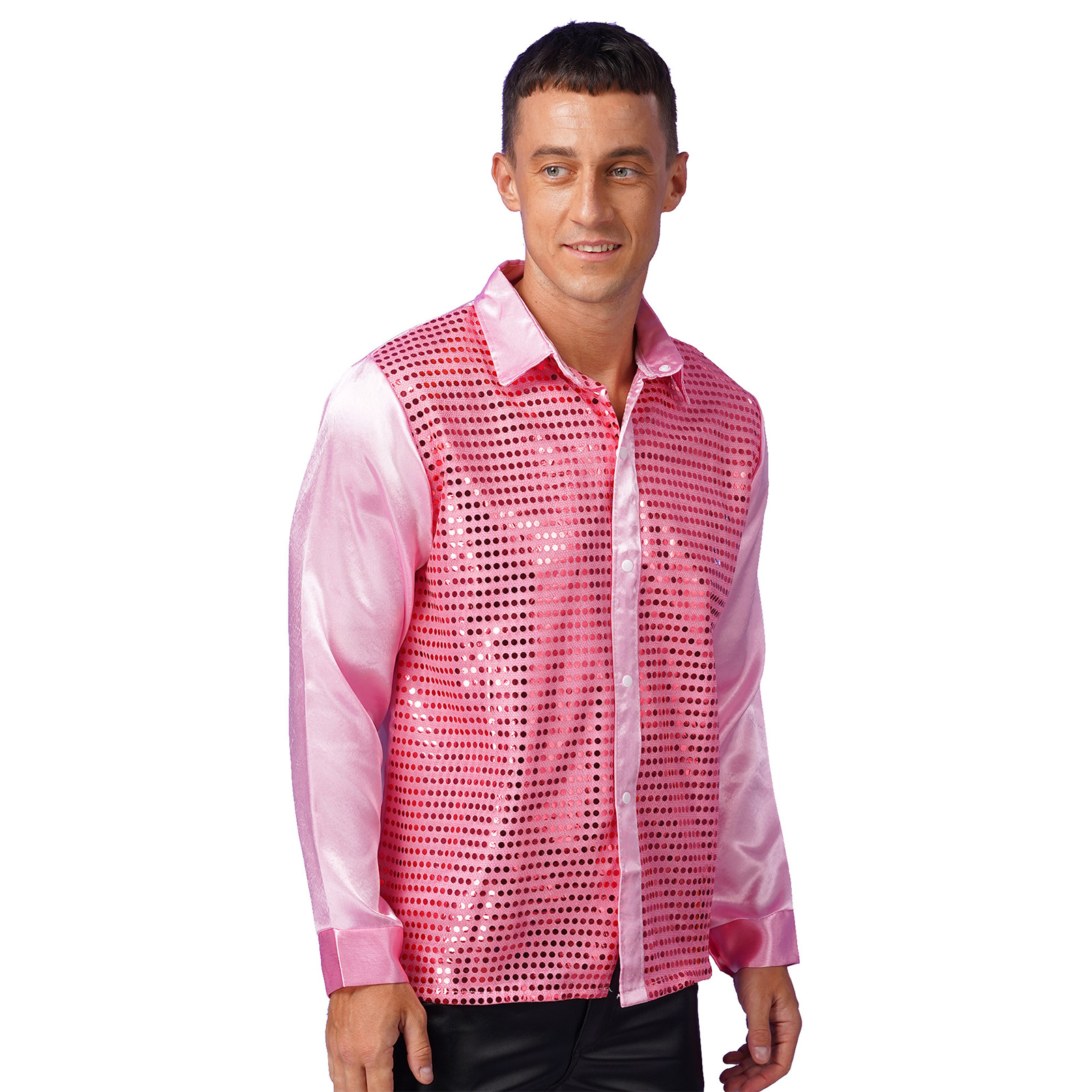 Männer Hip Hop Jazz Latin Dance Tops Langarm Shiny Pailletten Revers Hemd Tops Nachtclub Party Pole Dance Leistung Dancewear – Detail 38