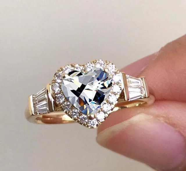 Anillo elegante de Color plateado para mujer, conjunto de anillos de boda  con incrustaciones de piedras de circón blanco, joyería de compromiso  nupcial - AliExpress