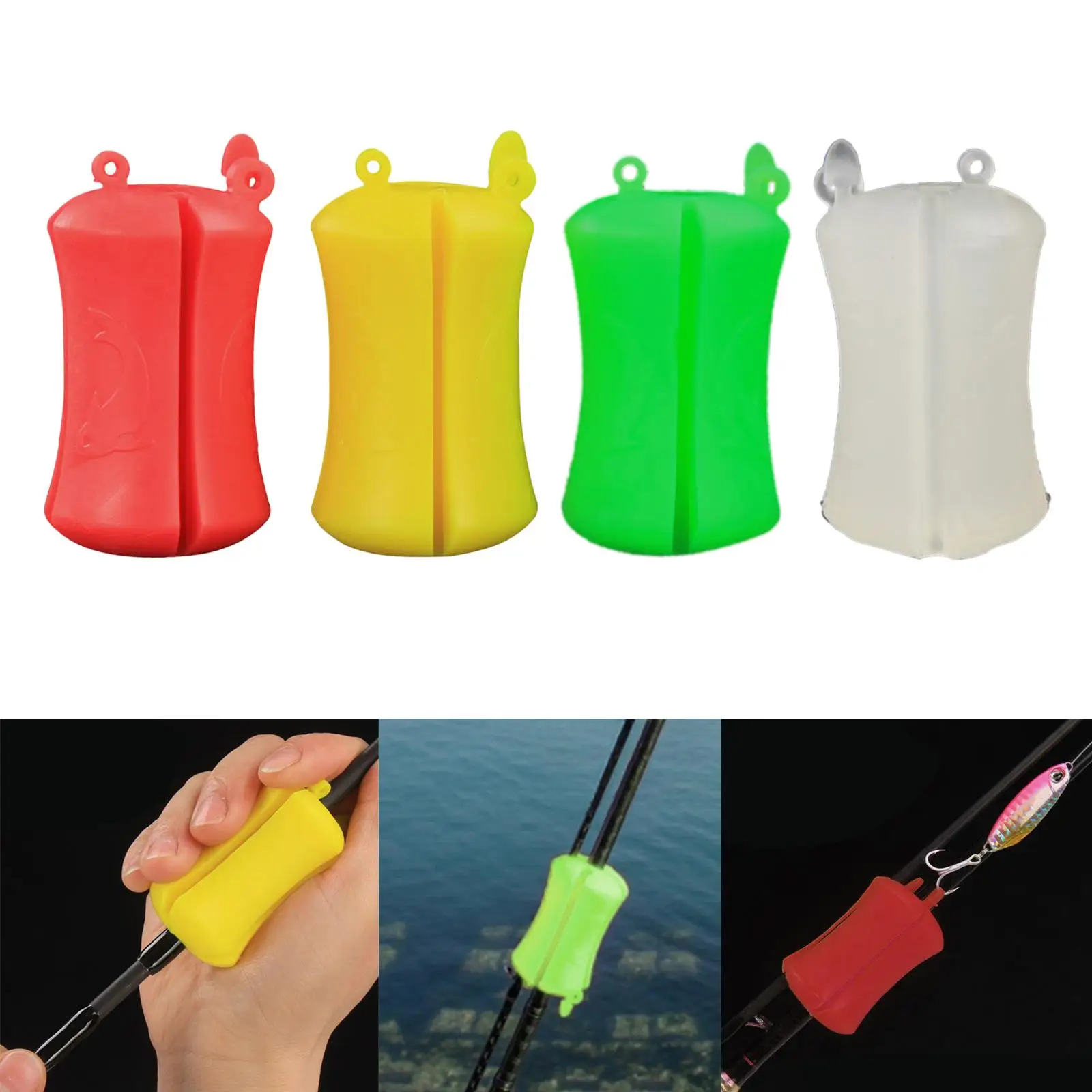 4Pcs Fishing Rod Fixed Ball Pole Clip Multifunctional Silicone Wear Resistant Flexible Soft Fishing Tube Connectors for Supplies