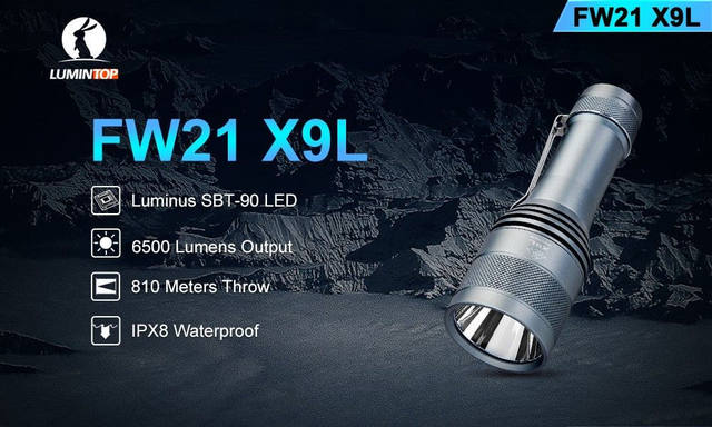 Lumintop FW21 X9L Sbt90 Titanium 6500 Lumens LED Flashlight