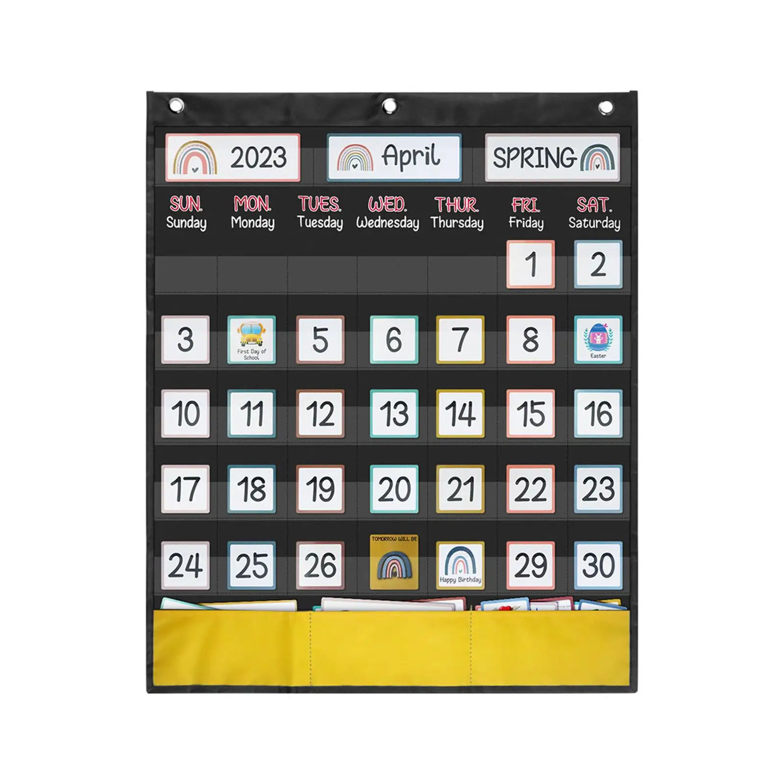 Classroom Monthly Calendar Pocket Chart Today Tag Card Holiday 20.08inchx23.62inch Homeschooling Kids Learning Teaching Calendar