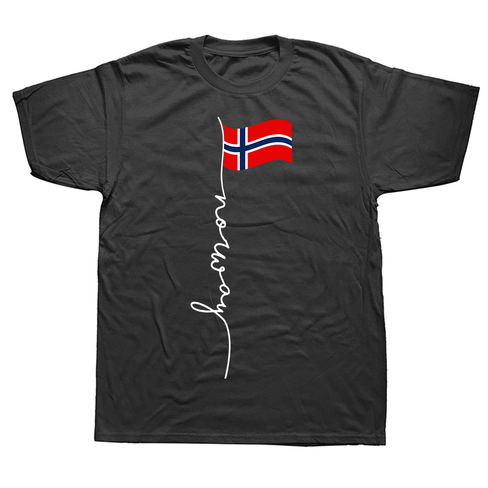 Lustige Norwegen Signatur Flagge Pole Norwegische T Shirts Grafik Baumwolle Streetwear Kurzarm Geburtstag Geschenke Sommer Stil T-shirt – Detail 2