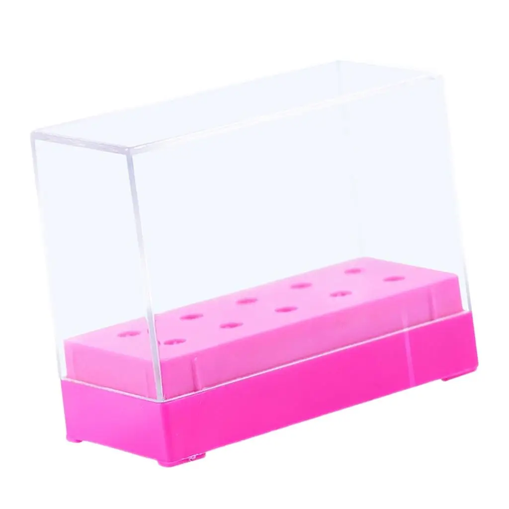 Nail Drill Bits Holder, 10 Holes Storage Box Manicure Drill Bits Container Holder Display Case Organizer