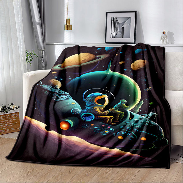 I outlets Just Need Space Fishing Astronaut Woven Blanket - Cute Outer Space Stars Cover For Sofa Or Bed