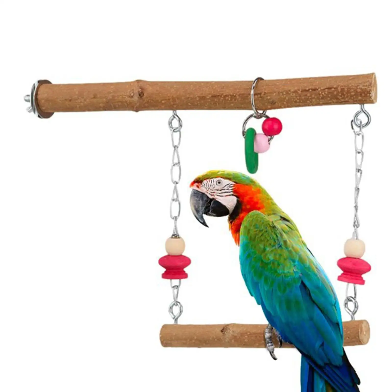 Bird Parrot Swing Chewing Toys Wooden Chew Play and Rest Parrot Toys Swing Hanging Bird Cage for Lovebird Budgie Canary
