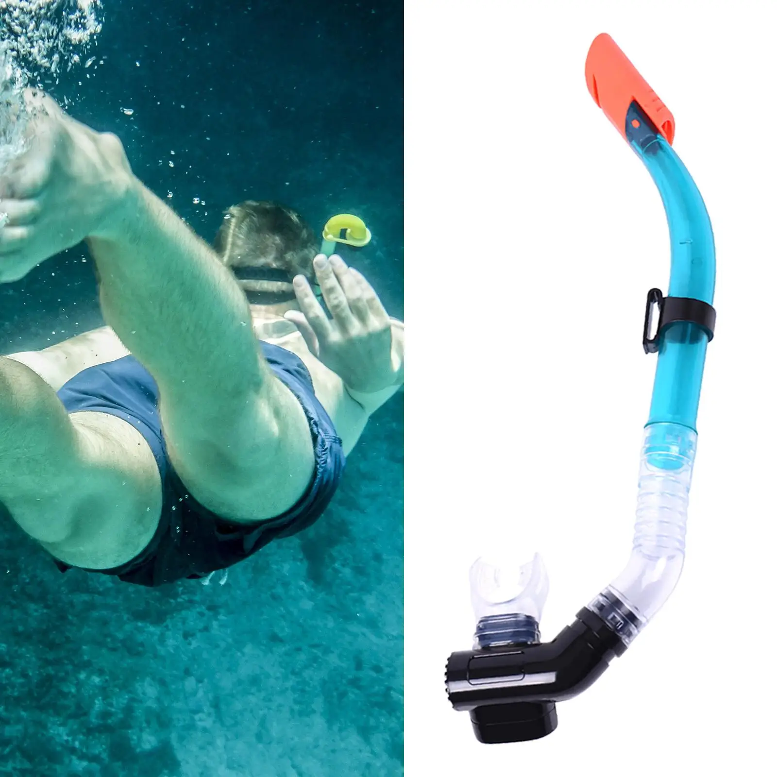 Semi Dry Snorkel Tube Comfortable Mouthpiece for Water Scuba Swimming Training Diving Snorkeling