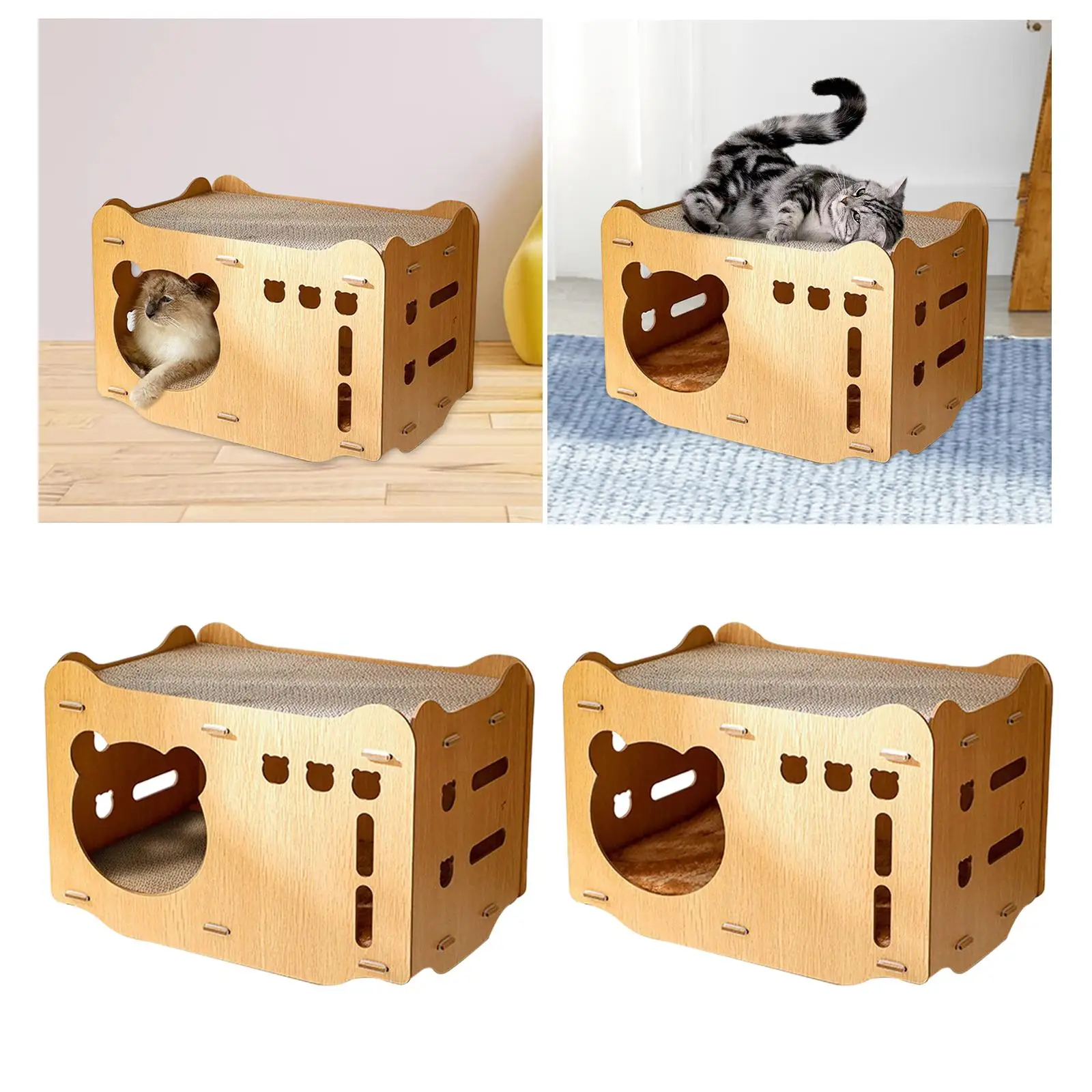 2 in 1 Cat Scratcher Cardboard Lounge Bed, Cat Scratching Board, Durable Scratch Pads