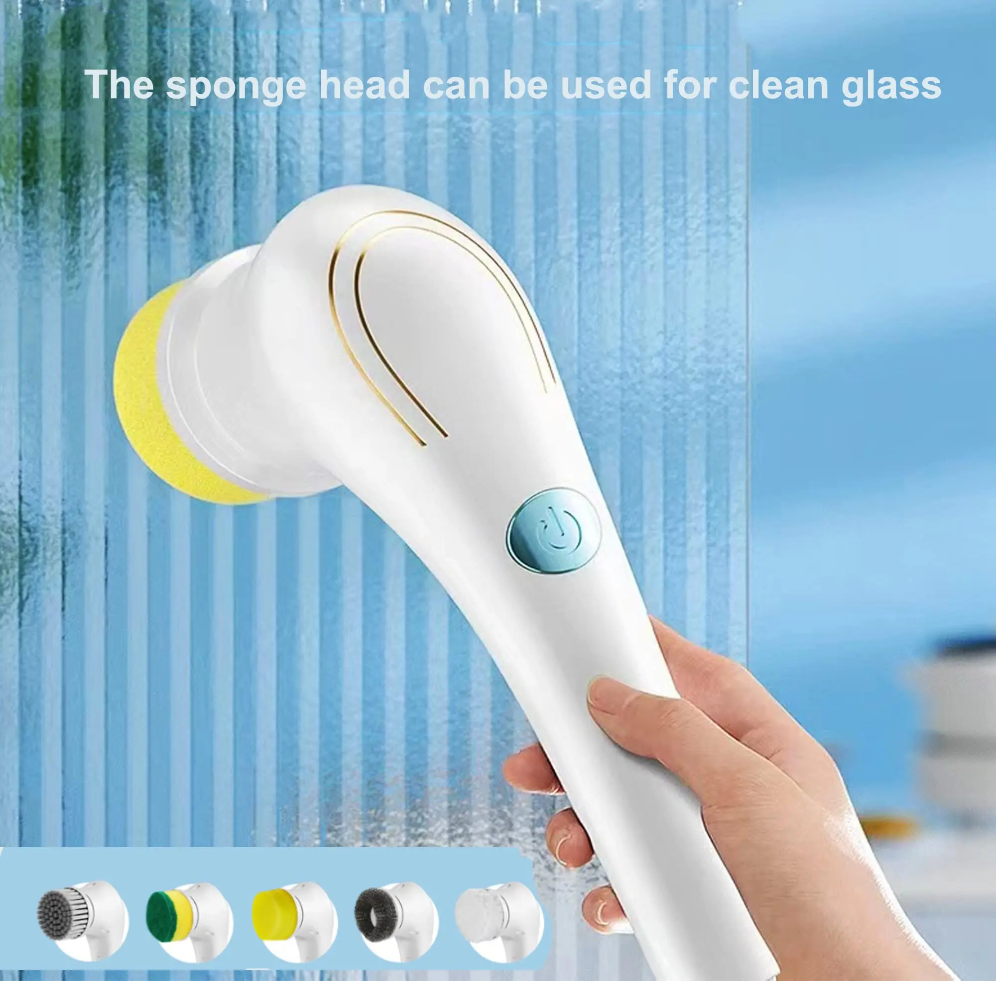 S66279b19b0a349c48225539ba7ad5b95g USB Rechargeable 360° Electric Spin Scrubber Cordless Handheld Scrubber with 5 Replaceable Brush Heads, Electric Floor Scrubber