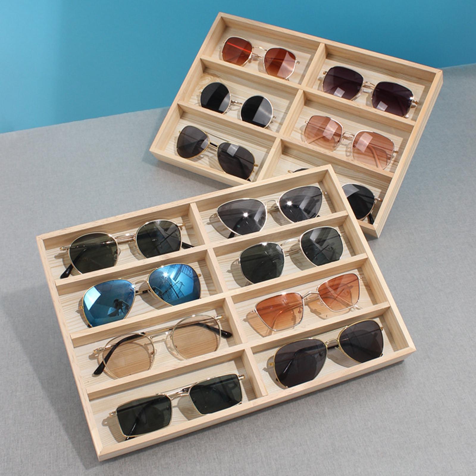 Wooden Glasses Organizer Storage Case Multipurpose Glasses Tray for Watch