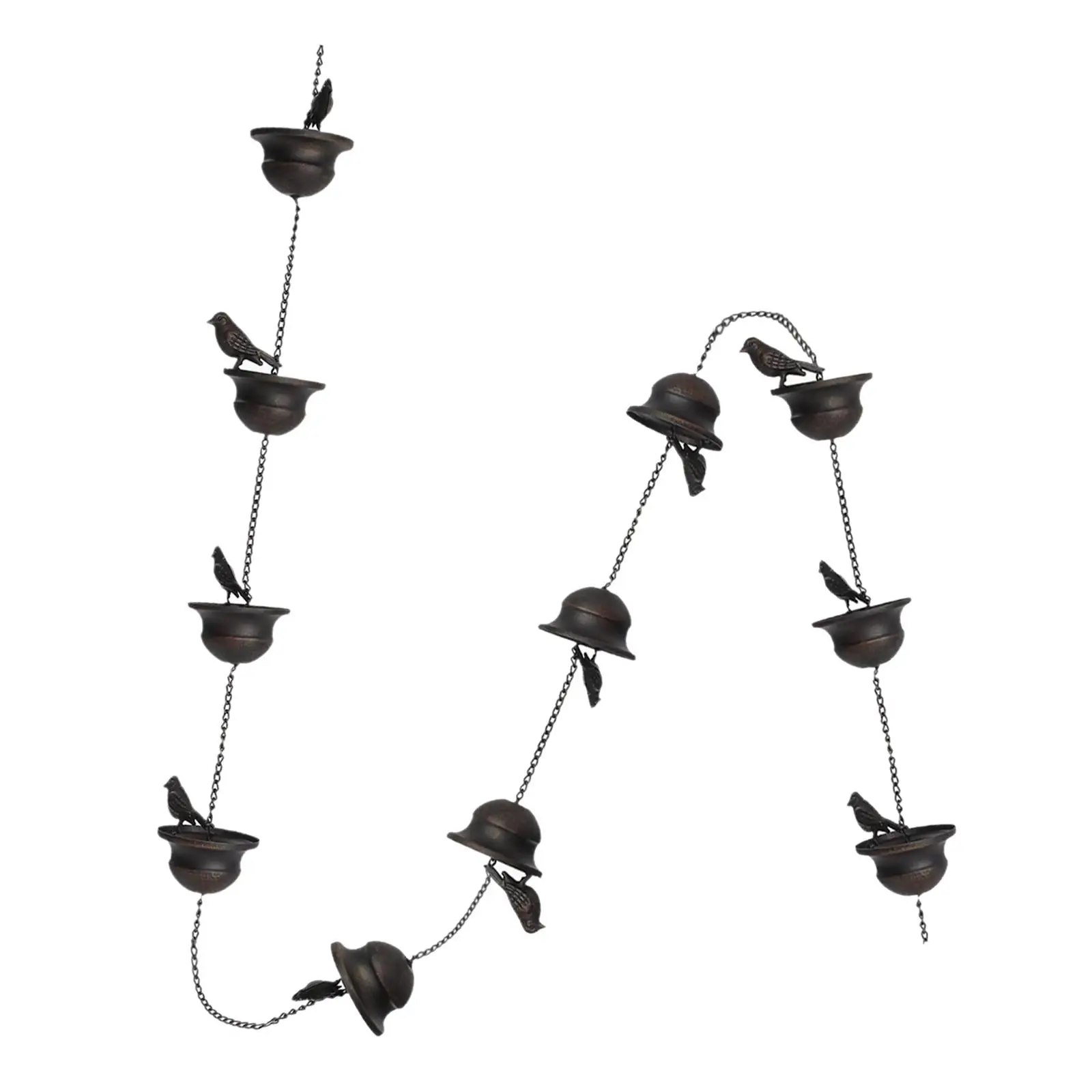 Bird Rain Chains for Gutters Replacement Downspouts Outside Rain Collector Cups 240cm for Backyard Display Garden Roofs Outdoor