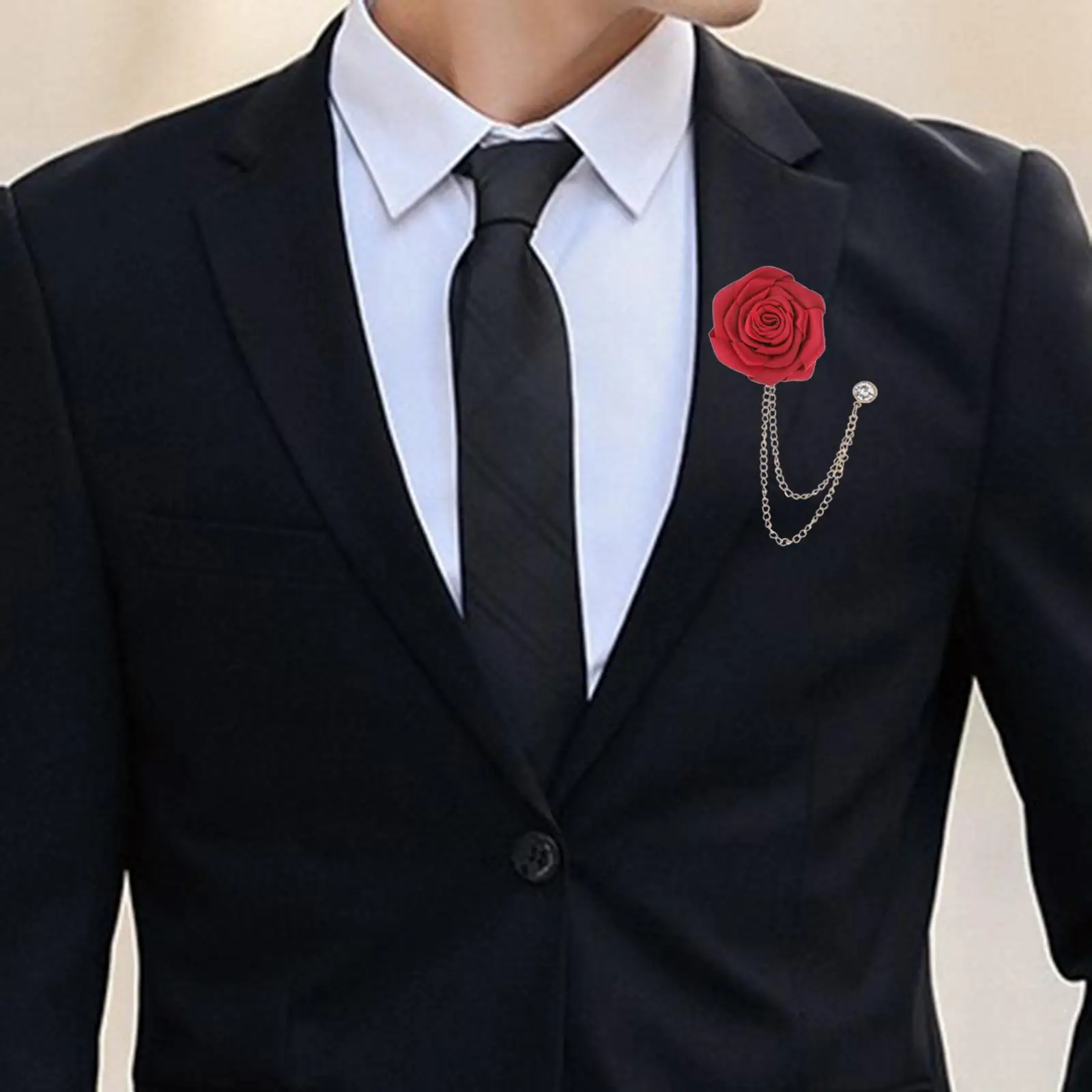 Bridegroom Wedding Corsage Artificial Rose Flower Brooches, Fashion Suit Lapel Pin for Men`s Suit Anniversary Wedding Decoration