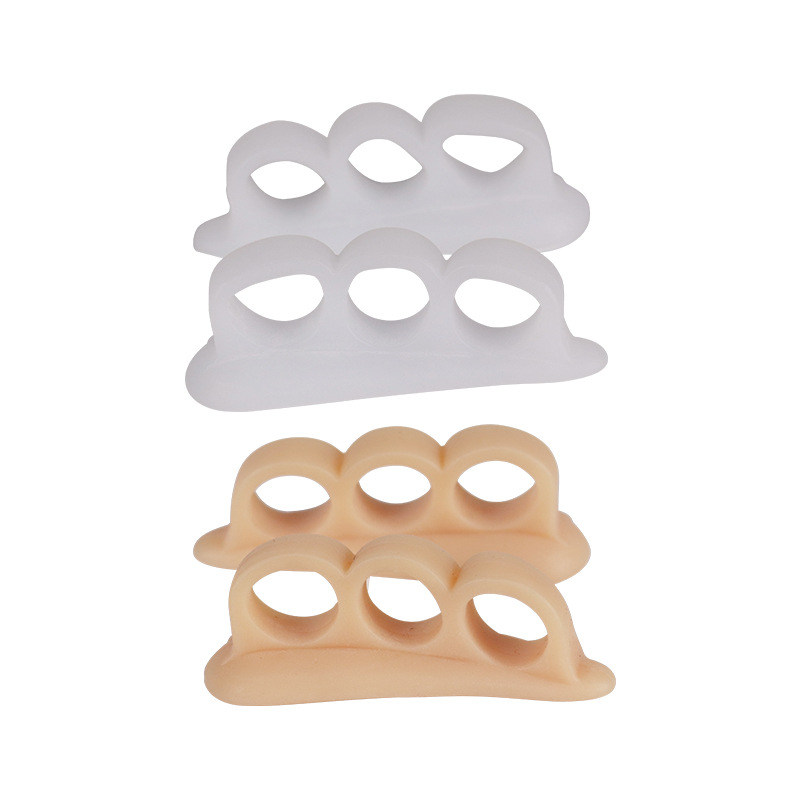 4 stücke = 2 paar Drei Löcher Silikon Bunion Fußpflege Haarglätter Orthopädische Zehenspreizer Finger Korrektur Spreizer Schutz Pad – Detail 10