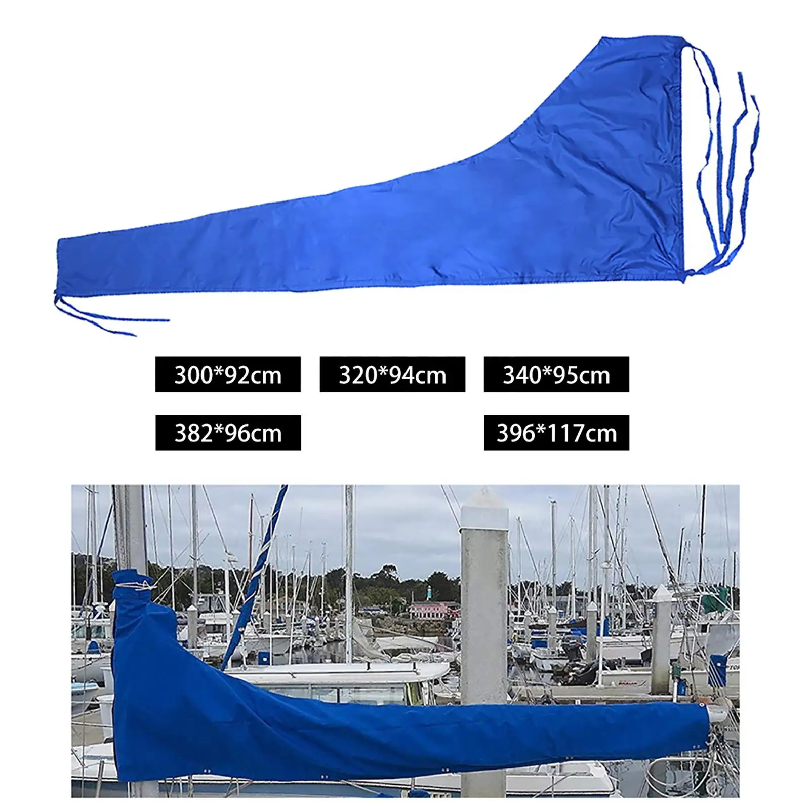 Waterproof 600D Mainsail Boom Cover Adjustable Strap PU Coated Boat Cover