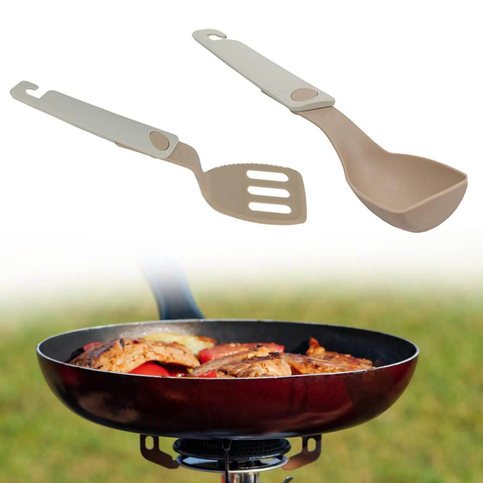 Outdoor Tableware Foldable Cooking Utensil Reusable Portable Camping Cutlery Flatware for BBQ Backpacking Kitchen Hiking