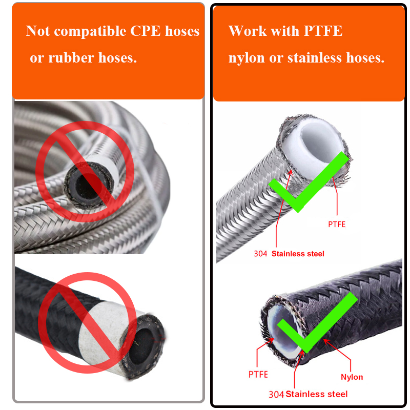 12 Stücke Universal AN3 AN4 AN6 AN8 AN10 Gerade 45 90 Grad Wiederverwendbare Schlauchendverschraubungen Adapter Für Schwenkbare PTFE Öl Kraftstoffleitung Rohr – Detail 2