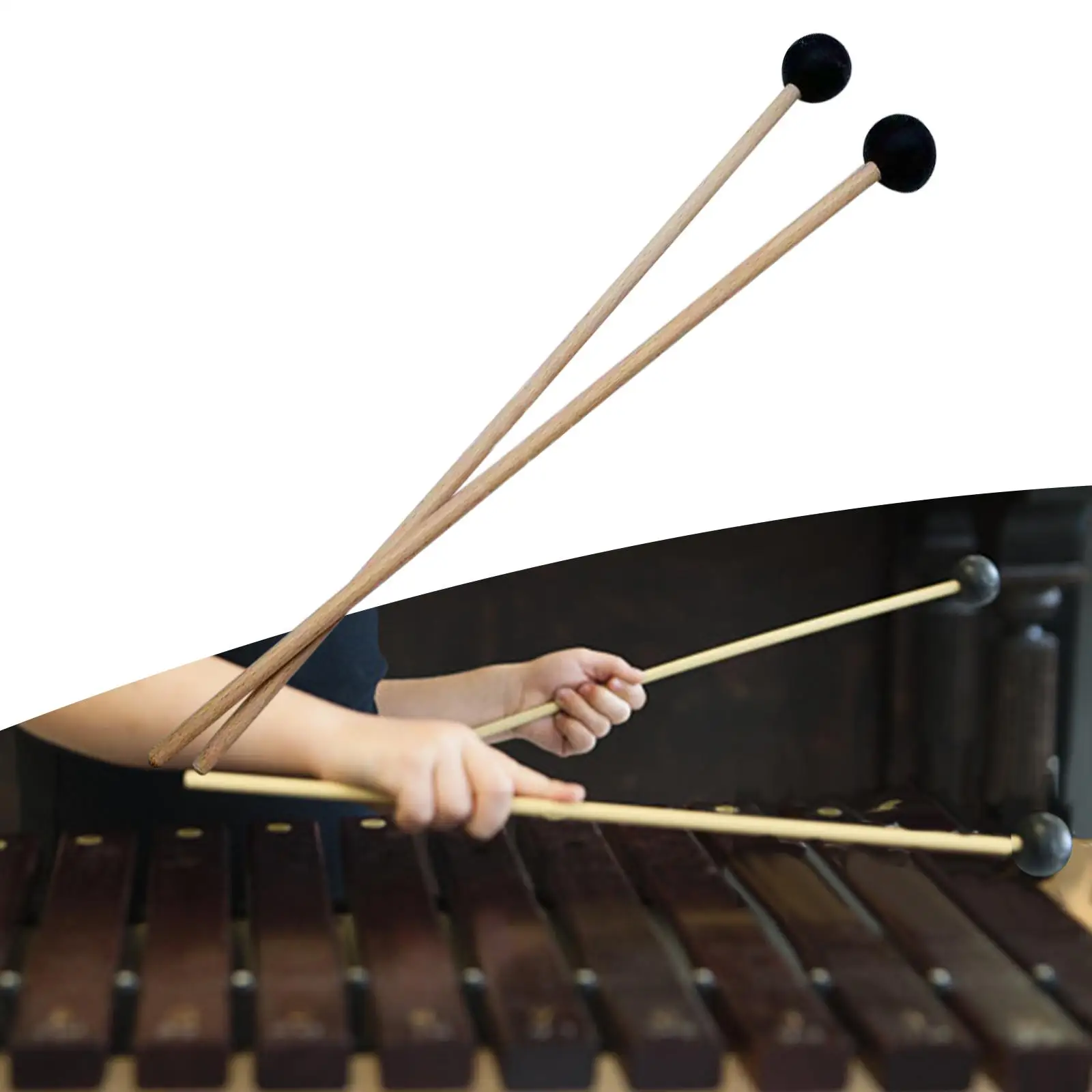 2Pcs Rubber Mallet Percussion Instrument,Xylophone Bell Mallets Sticks for Ethereal Drums Gong Woodblock Drum Bells