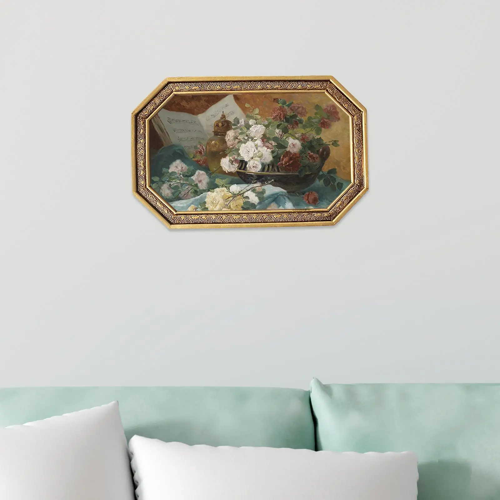 Picture Display Frame Hanging Decorative Retro Style Ornate Picture Frame, Photo Frame, for Bedroom Wedding Home Decoration