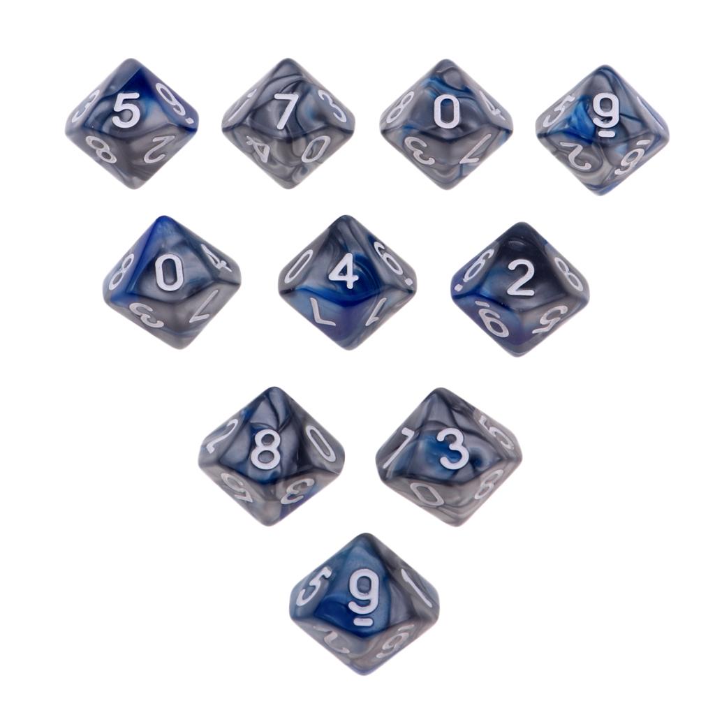 10pcs Ancient 10 Sided Dice D10 16mm Dices for RPG Board Games & Math Supply