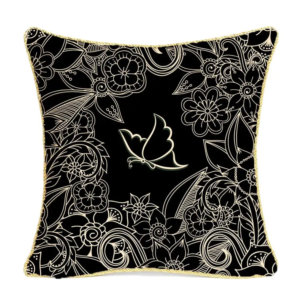  Flowers Velvet Cushion Covers Pillow For Sofa Bed-18x18inch 04, 45x45cm