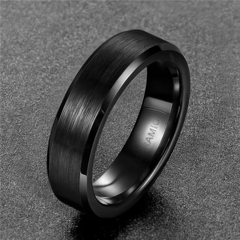 Kolmnsta 4/6/8mm Schwarzer Keramikring Anti-Allergie Männer Gebürstetes Paar Ehering Verlobungsringe Für Frauen Größe 4-15 Anel – Detail 12