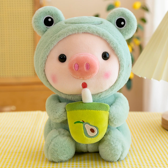 9.8in/25cm Cute Piglet Stuffed Animals Cute Plush Toy, Soft Plushies Throw  Pillow, Pig Plush Throw Pillow Doll with Boba Tea - AliExpress