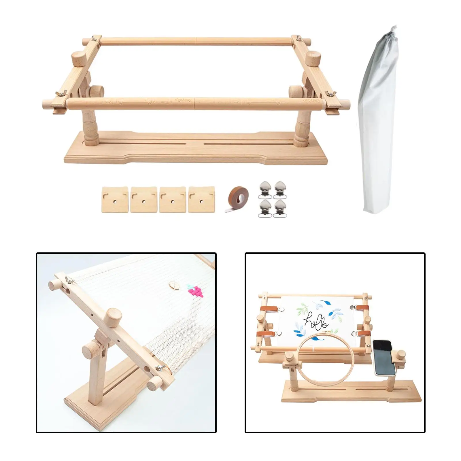 Cross Stitch Frame Scroll Fittings Tapestry Frame Present for Stitching Sewing Craft 1 Set Needlework Cross Stitch Stand Table